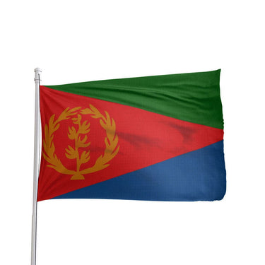 Eritrea flag in vibrant colors, 3x5 feet nylon fabric with brass grommets, by Atlantic Flag & Pole Inc.